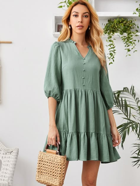 Cotton Dresses Summer, Cotton Short Dresses, Frock Fashion, Frock For Women, Linen Fashion, Trendy Dress Outfits, Kurta Designs Women, Cotton Dress Summer, Short Dresses Casual