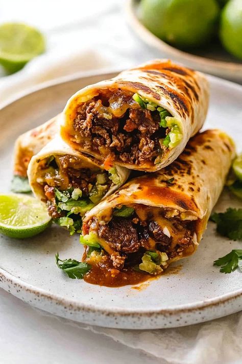 Beef Burritos Black Bean And Beef Burritos, Ground Beef And Bean Burritos, Burritos Beef Ground, Beef And Potato Burrito Recipe, Ground Beef Burrito Recipe, Bean And Beef Burritos, Potato Burrito Recipe, Steak Burrito Recipe, Shredded Beef Burritos