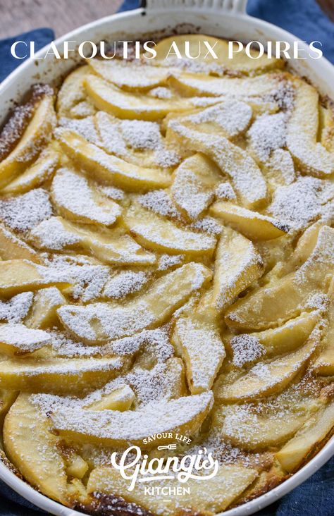 Pear Clafoutis, Clafoutis Recipe Apple, Cherry Clafoutis Natashas Kitchen, Clafoutis Recipes, Classic French Desserts, Gratin Dish, Poached Pears, French Dessert, French Desserts