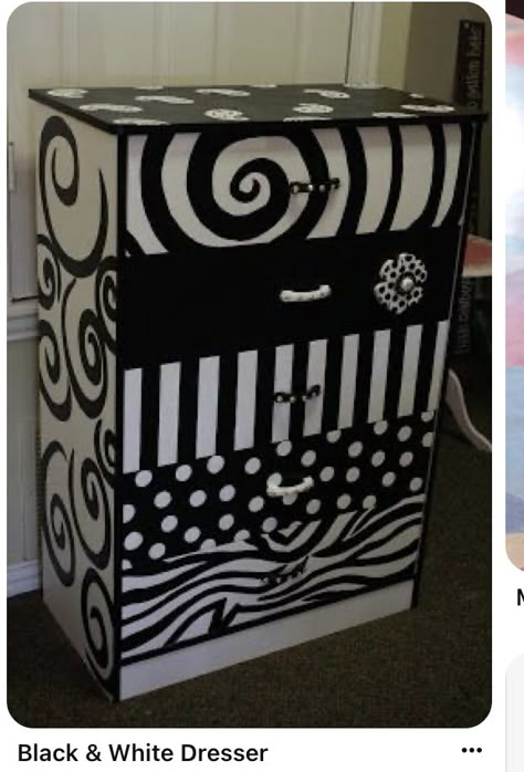 Beetlejuice Bathroom, Whimsical Painted Furniture, Whimsical Furniture, Diy Drawers, Painted Dresser, Painted Chairs, Funky Furniture, Funky Painted Furniture, Refurbished Furniture