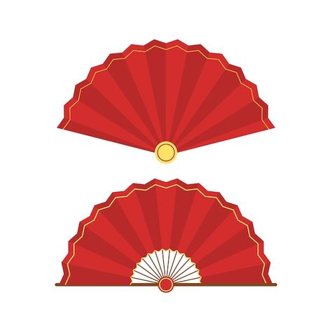 Hand Fan Illustration, Fan Illustration, Paper Hand Fans, Chinese New Year Decoration, Chinese Fans, Chinese Fan, Chinese Paper, Social Design, New Year Decoration