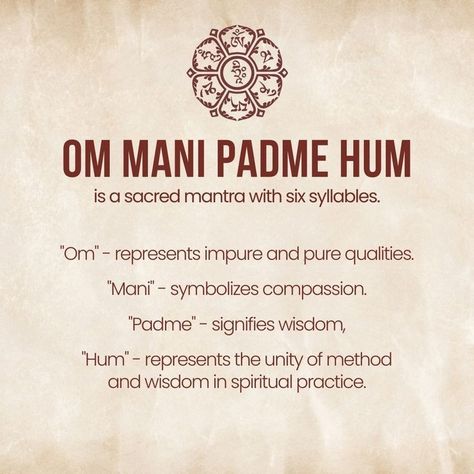 Aum Mani Padme Hum, Om Mani Padme Hum Tattoo, Aum Art, So Hum, Buddhism Philosophy, Buddha's Teachings, Lotus Sutra, Buddhist Mantra, Yoga Themes