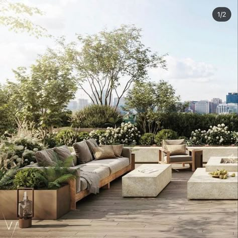 Tenniswood Inspiration Mediterranean Rooftop Garden, Big Terrace Ideas Rooftop Gardens, Modern Contemporary Garden, Roof Garden Design Architecture, Rooftop Event Space, Rooftop Room Ideas, Penthouse Garden Rooftop Terrace, Roof Top Design Ideas, Rooftop Garden Architecture