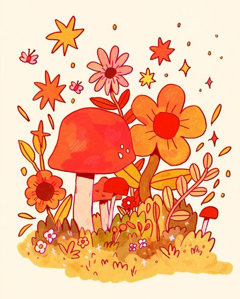 Some sparkly mushrooms for you all today. What more can you ask for? #digitaldrawing #procreate #illustration Mushroom Illustration, In My Element, Etch A Sketch, Procreate Illustration, Mushroom Drawing, Inspirational Illustration, Sketchbook Inspiration, Botanical Illustration, Drawing Inspiration