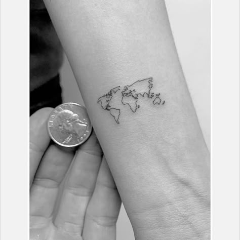 World Tattoos For Women, World Map Tattoo, Winter Tags, World Map Tattoos, Sunflower Tattoo Sleeve, Small Shoulder Tattoos, Inner Forearm Tattoo, Map Tattoos, Nose Pins