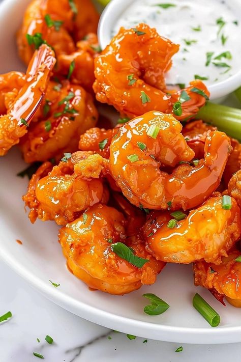 Buffalo Shrimp - Insanely Good Buffalo Shrimp Recipes, Buffalo Sauce Recipe, Buffalo Shrimp, Buffalo Recipe, Hello Fresh Recipes, Chicken Steak, Creole Recipes, Pescatarian Recipes, Shrimp Recipe