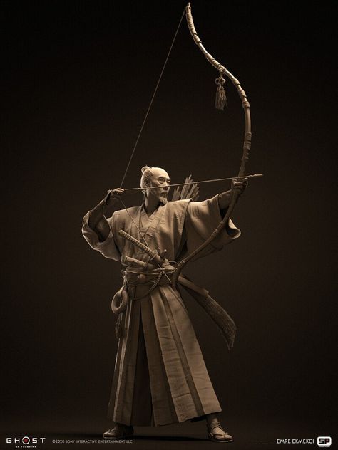 ArtStation - Ghost of Tsushima - Sensei Ishikawa, Emre Ekmekci Archery Poses, Martial Arts Photography, Medieval Japanese, Samurai Concept, Ronin Samurai, Arte Ninja, Samurai Artwork, Digital Sculpture, Heroic Fantasy