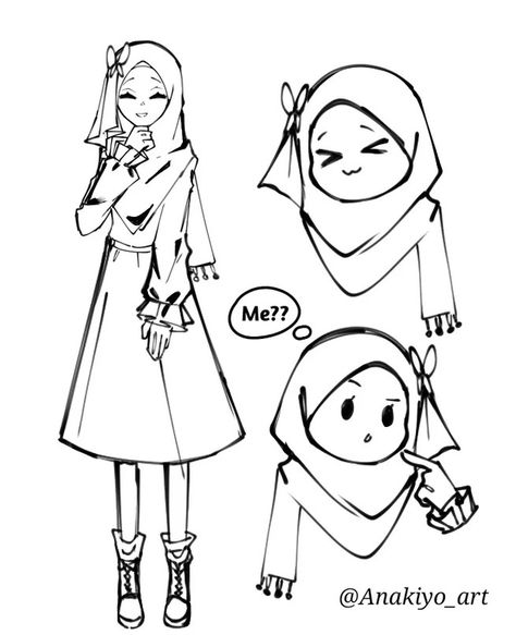 Seni Korea, Hijab Drawing, Art Tutor, Anime Muslim, Hijab Cartoon, Easy Drawings Sketches, Cute Easy Drawings, Anime Drawings Tutorials, Book Art Drawings