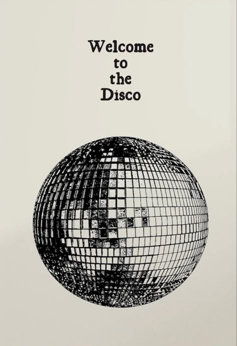 Disco Aesthetic Poster, Disco Phrases, Retro Disco Poster, Disco Ball Poster Print, To The Disco Print, Room Wishlist, Vintage Disco, Bedroom Wall Collage, Aesthetic Movement