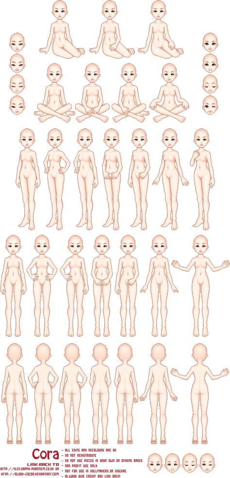 Pixel Body Base, Female Body Reference Models, Drawing Body Poses, Poses Female, Ideas For Drawing, Pixel Art Characters, Cartoon Sketches, Parts Of The Body, Anime Base