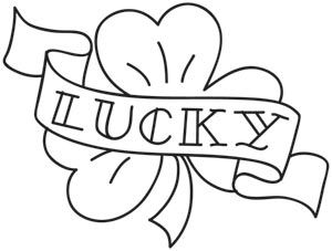 Lucky design (UTH1204) from UrbanThreads.com Shamrock Embroidery, Traditional Tattoo Stencils, Lucky Tattoo, Shamrock Tattoos, Quilting Applique, Shamrock Design, Ribbon Embroidery Kit, Cool Tattoo Drawings, Swear Word Coloring Book