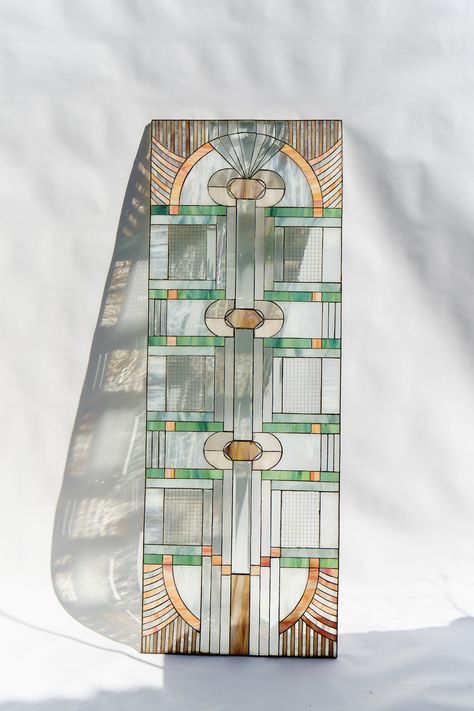 Art Deco Stained Glass, Tiffany Glass Art, Stained Glass Door, Antique Stain, Tiffany Glass, Stained Glass Crafts, Art Deco Glass, Brass Candle, Stained Glass Window