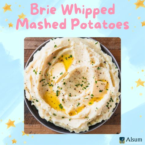 Brie Whipped Mashed Potatoes are hard not to love... save the recipe for your Easter Sunday plans! #Easter #Potatoes #Brie #Cheesy Brie Potatoes Recipe, Brie Mashed Potatoes, Fennel Mashed Potatoes, Easter Potatoes, Creme Fraiche Mashed Potatoes, Whipped Mashed Potatoes, Milk Simmered Mashed Potatoes, Potato Nutrition Facts, Sunday Plans