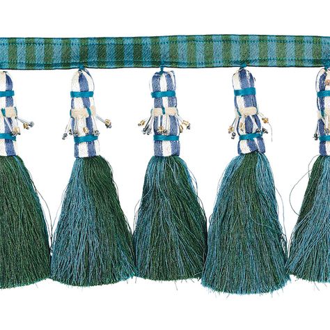 Antony Tassel Trim - Peacock & Green Trim | Schumacher Modern Vintage Decor, Schumacher Fabric, Peacock Green, Rive Gauche, Cole And Son, Trim Color, Fabric Trim, Over The Top, Green Fabric