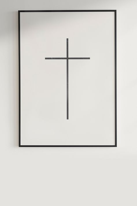 Cross Home Decor, Minimalist Christian Art, Modern Christian Art, Cross Christian, Simple Cross, Cross Wall, Condo Ideas, Wall Art Christian, Christian Artwork