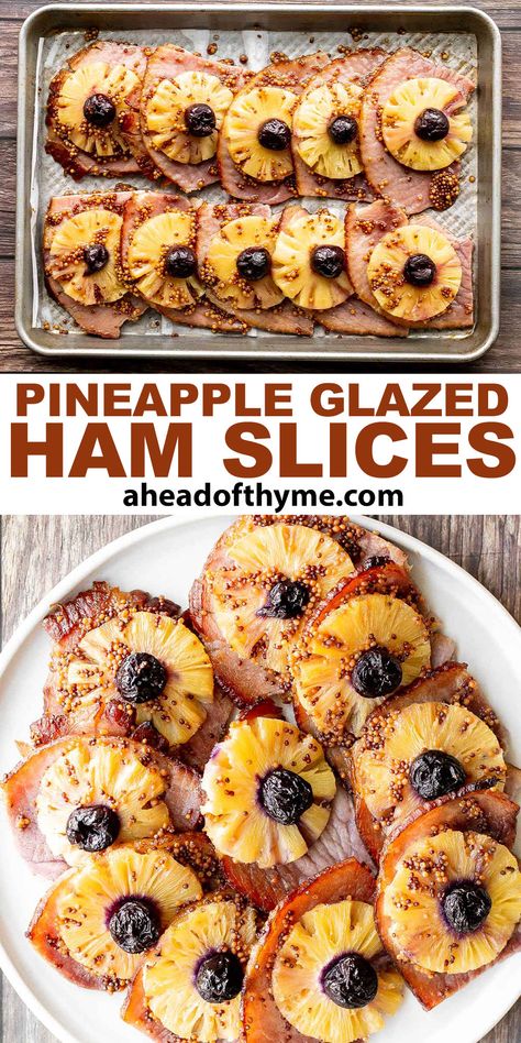 Ham Slices Recipes, Pineapple Glazed Ham, Precooked Ham, Ham Slices, Brown Sugar Ham, Pineapple Ham, Pineapple Glaze, Easter Ham, Ham Steaks