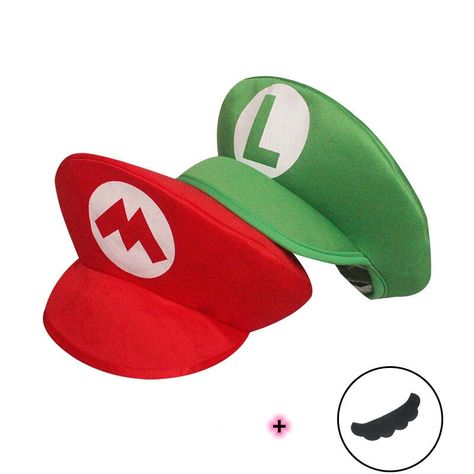 Mario And Luigi Hats, Luigi Hat, Super Mario Hat, Mario Und Luigi, Mario Hat, Mario Cosplay, Mario E Luigi, Cartoon Cosplay, Anime Halloween