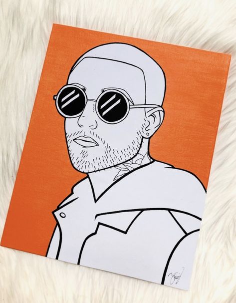 Mac Miller Canvas Painting, Mac Miller Art Painting, Mac Miller Painting, Pop Art Comic Girl, Trippy Drawings, Trippy Painting, Cute Canvas Paintings, Canvas Drawings, Cover Art Design