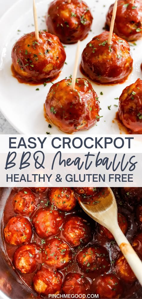 Meatball Crockpot, Crockpot Bbq Meatballs, Dairy Free Meatballs, Gluten Free Potluck, Gluten Free Party Food, Gluten Free Party, Dairy Free Appetizers, Gluten Free Bbq, Gluten Free Turkey