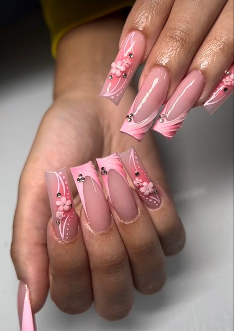 Soya Mumu, Girly Acrylic Nails, Simple Acrylic Nails, Unique Acrylic Nails, Bling Acrylic Nails, Acrylic Nails Coffin Short, Short Acrylic Nails Designs, Pink Acrylic Nails, Square Acrylic Nails