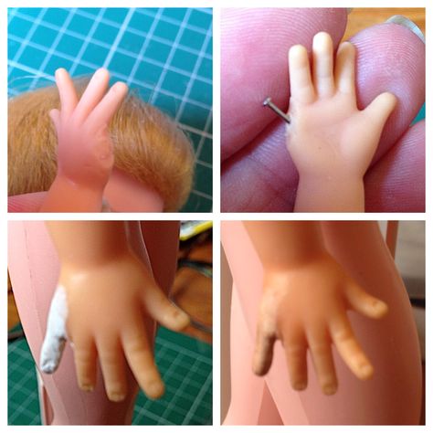 New finger Doll Restoration, Doll Hair Repair, Fix Doll Hair, Effanbee Dolls, Diy Barbie Furniture, Barbie Dolls Diy, Homemade Dolls, Diy Doll Miniatures, Doll Painting