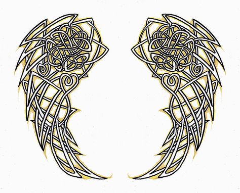 Celtic angel wings by CherryBlossomLeda by tattoo.artgallery, via Flickr Angel Wings Tattoos, Celtic Angel, Wings Tattoo Meaning, Wings Tattoos, Celtic Knot Tattoo, Girl Back Tattoos, Wing Tattoo Designs, Knot Tattoo, Celtic Tattoo