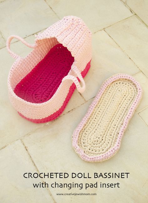 Crochet Doll Bassinet Pattern Free, Moses Basket For Doll, Crochet Doll Bed Pattern Free, Crochet Doll Basket Free Pattern, Crochet Baby Doll Basket, Crochet Baby Doll Carrier, Diy Doll Bassinet, Crochet Doll Basket, Premie Baby Clothes