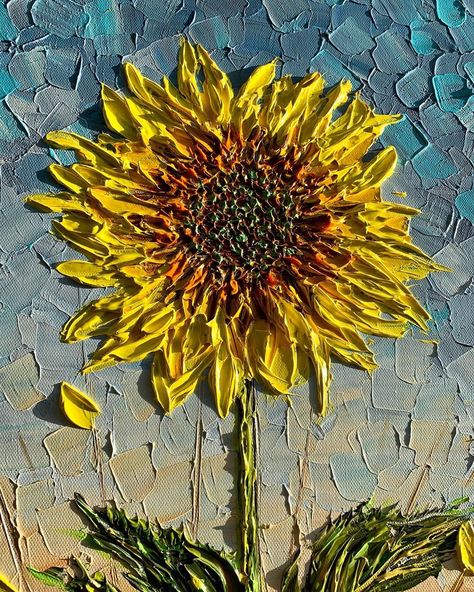 5,102 Likes, 139 Comments - Nada Khatib (@expressionbynada) on Instagram: “Today is the day we leave and embark on our 5 day journey/adventure across canada by car from…” Pallet Knife Painting Beginner, Textured Sunflower Art, Palette Knife Oil Painting, Pallet Knife Painting Tutorial, Scenery Painting Acrylic Canvases, Impasto Painting Tutorial, Paint Knife Art, Acrylic Painting Techniques On Canvas, Sunflower Painting Easy