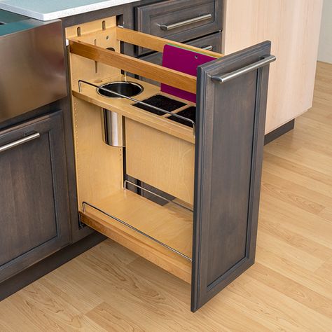 Knife Block Drawer Insert, Utensil And Knife Pullout, Knife Block Drawer, Drawer Knife Storage, Bertch Cabinets, Kitchen Pullout, Plate Racks In Kitchen, Knife Drawer, Kitchen Design Small Space