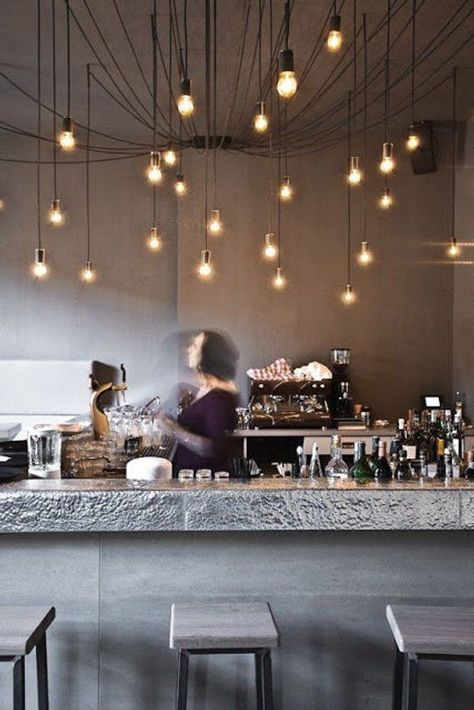 Coffee Shop Decor Ideas, Utopia Ideas, Urban Cafe, Interior Design Bar, Vodka Slush, Spider Chandelier, Loft Hotel, Lighting Restaurant, Teapot Cake