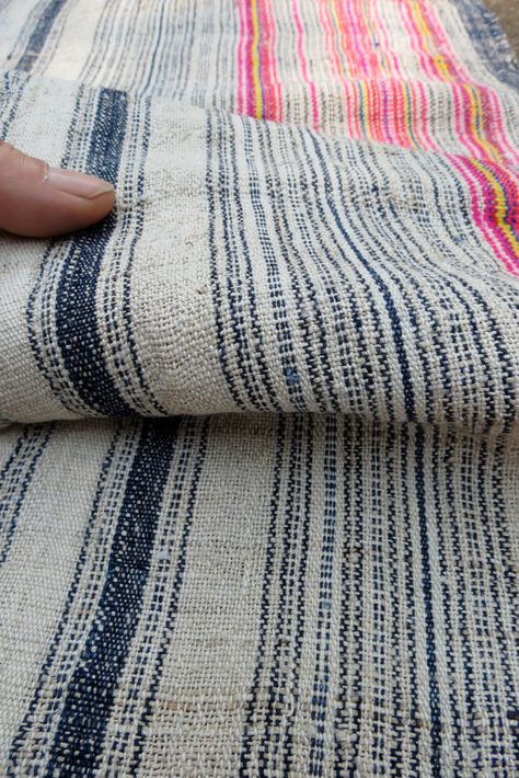 Handwoven Hmong, Vintage hemp fabric,  textiles and fabrics- Table runner,. $49.99, via Etsy. Hmong Clothes, Hmong Textiles, Fabric Table Runner, Fabric Table, Pillow Decor, Hemp Fabric, Linens And Lace, Weaving Textiles, Weaving Projects