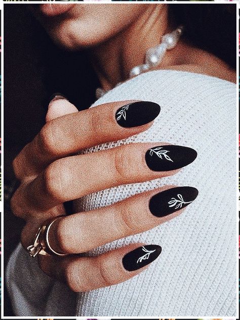 Upgrade your black acrylic nail game with these top-selling products. Light Black Nails, Black Nails With Art, Black Nails White Design, Nails 2023 Trends Black, All Black Nail Designs, Black Art Nails, Black Nails With Design Ideas, Summer Black Nails, Nails With Black Dress