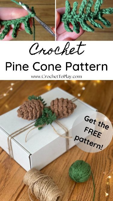 This free crochet pine cone pattern will help you make your own beautiful pine cones. Use them for ornaments, gift toppers, decorations, and more. Complete tutorial with step by step photos. Crochet Pine Cone, Cone Pattern, Crochet Christmas Ornaments Free, Crochet Ornament Patterns, Crochet Christmas Decorations, Crochet Ornaments, Crochet Fall, Crochet Decoration, Holiday Crochet