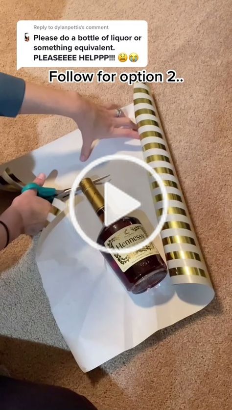 Bottle Gift Wrapping, Wrapped Wine Bottles, Gift Wrapping Techniques, How To Wrap, Wine Bottle Gift, Gift Wrapper, Bottle Wrapping, Alcohol Bottles, Home Diy On A Budget