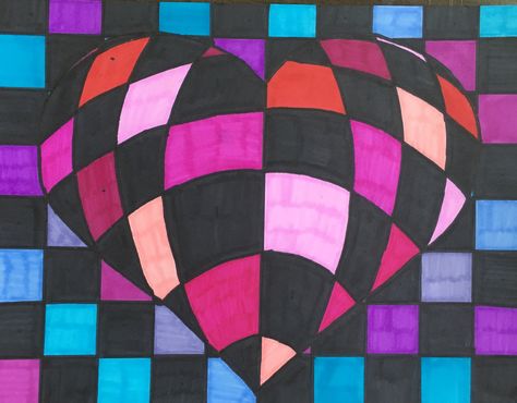 OP Art Heart Project designed by one of my students at Collins Middle School in Corsicana Texas. Op Art Heart, Op Art Projects, Corsicana Texas, Heart Project, Optical Illusion Drawing, Illusion Drawings, 5th Class, Class Valentines, Heart Projects