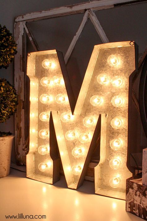 DIY marquee letter for your man cave. Diy Marquis Letters, Marque Letters, Letters With Lights, Diy Floral Monogram, Letter Tutorial, Dorm Room Supplies, Diy Marquee Letters, Letter Lights, Lighted Marquee Letters