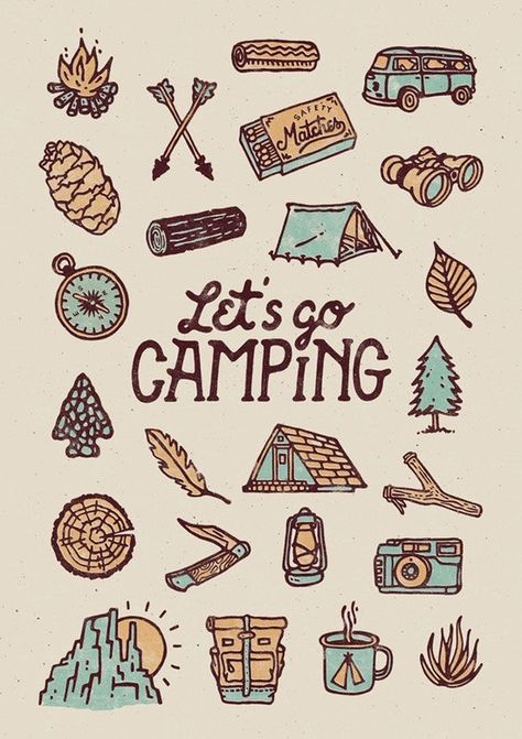 Lets Go Camping, Survival Hacks, Logo Minimal, Travel Icon, Camping Art, Camping Ideas, Lets Go, Family Camping, Planner Bullet Journal