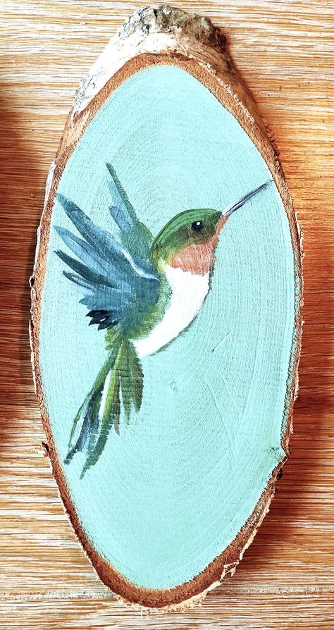 Canvas Painting Patterns, Painted Wood Crafts, Hummingbird Painting, Wood Slice Art, Wooden Painting, Wood Painting Art, Improve Energy, Keto Lifestyle, Canvas Painting Diy