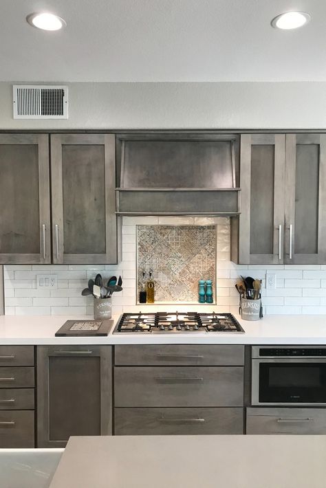 Dark Gray Stained Kitchen Cabinets, Dark Grey Stained Kitchen Cabinets, Grey Wood Cabinets Kitchen, Gray Wood Kitchen Cabinets, Gray Wood Cabinets, Grey Wood Cabinets, Dark Stain Cabinets, Modern Gates Design, Gray Stained Kitchen Cabinets