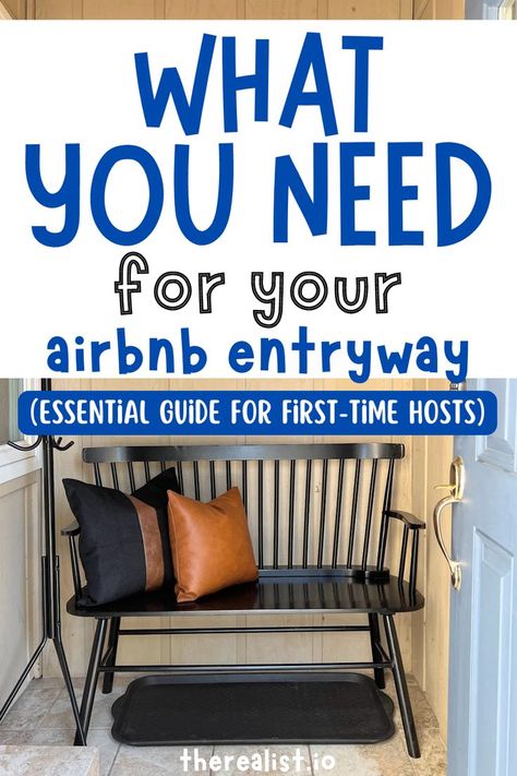 Every Airbnb Host Needs These Entryway Essentials to Ensure a Smooth Check-In for Airbnb Guests Airbnb Toiletries Ideas, Airbnb Entryway Ideas, Welcome Basket For Guests Airbnb, Airbnb Entryway, Entryway Essentials, Airbnb Cleaning Checklist, Start An Airbnb, Airbnb Checklist, Beach House Remodel