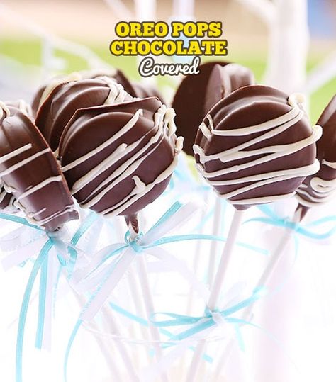 Oreo pops are super easy to make and a crowd favorite! Make this chocolate covered Oreos recipe for delicious, fun party treats or snacks. Valentine Ideas For Teachers, Chocolate Covered Oreo Pops, Frozen Banana Treats, Dr Pepper Cake, Cake Mix And Soda, Oreo Fluff, Banana Treats, Chocolate Cherry Cake, Chocolate Dipped Oreos