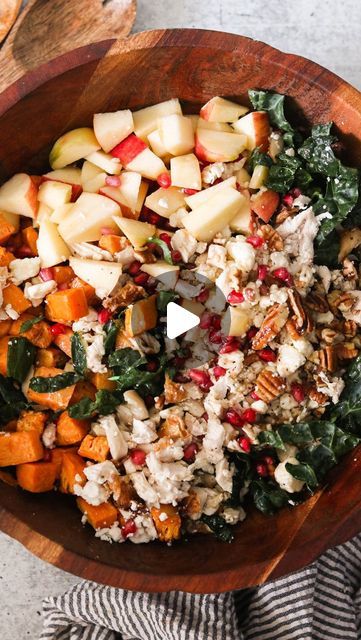 Jean Choi 🇰🇷🇺🇸 on Instagram: "Delicious, hearty, and wonderful fall harvest salad! Jam packed with seasonal produce and flavors and tossed in a tangy apple cider vinegar dressing, it makes an easy lunch or dinner but also wonderful for a holiday spread! 

Link in profile or comment “recipe” and I’ll send you the recipe link!
https://whatgreatgrandmaate.com/fall-harvest-salad-with-apple-cider-vinegar-dressing/
.
.
.
.
.
.
.
#fallsalad #harvestsalad #fallharvest #glutenfreerecipes #highprotein #heartysalad #kalesalad #massagedkale #fallrecipes" 2b Recipes, Apple Cider Vinegar Dressing, Cider Vinegar Dressing, Apple Salad Recipe, Fall Harvest Salad, Leftover Turkey Soup, Harvest Salad, Vinegar Dressing, Seasonal Produce