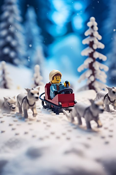 Lego House Ideas, Lego Wallpaper, Lego Sculptures, Lego Pictures, Lego Room, Snowy Forest, Lego Figures, Lego Photography, Lego Worlds