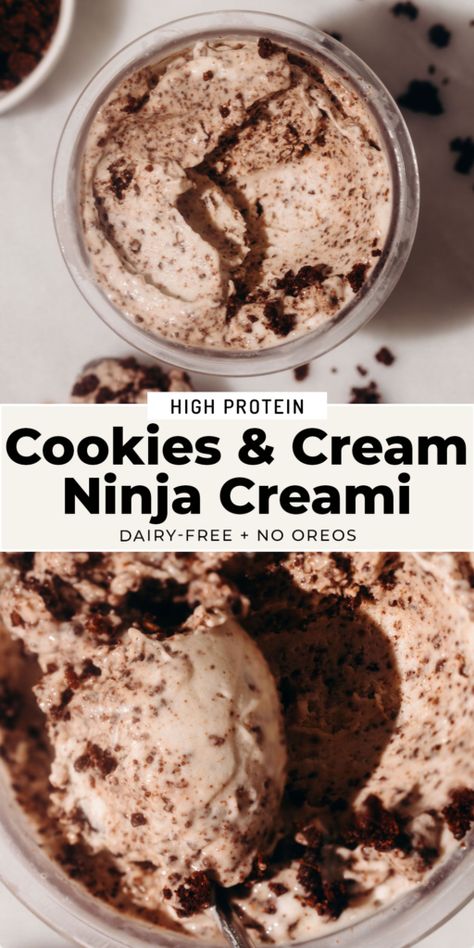 Dairy-Free Cookies and Cream Ninja Creami Ninja Dairy Free Ice Cream Recipes, Coconut Milk Creami Ninja, Dairy Free Ninja Cremi Recipes, Ninja Creami Dairy Free Protein Recipes, Coconut Milk Ninja Creami Recipe, Ninja Creami Protein Ice Cream Recipe Dairy Free, Ninja Creami Non Dairy, Gluten And Dairy Free Ninja Creami, Paleo Ninja Creami Recipes