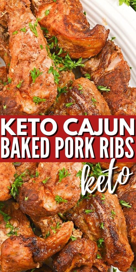 Keto Pork Ribs, Cajun Ribs, Boneless Pork Ribs Crockpot, Boneless Ribs Recipe, Rub For Pork Ribs, Keto Staples, Country Ribs Recipe, Oven Pork Ribs, Keto Pork Recipes