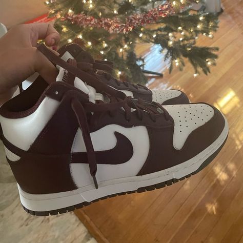 nike high top dunks Shoes High Tops Nike, Nike High Tops Dunks, Jordans High Tops For Women, Burgundy Nike Dunks, High Nike Dunks, Dunks High Top, Nike High Dunks, High Top Nikes, High Top Dunks