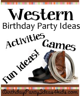 Western theme birthday party ideas for boys and girls, kids, tweens and teens.  Fun western themed party games, activities, party food, favors, decoration ideas, invitations and more!  #western #birthday #party #ideas Kids Western Party Games, Cowgirls Party Ideas, Western Party Menu Food Ideas, Cowgirl Party Games Adults, My First Rodeo Birthday Boy Games, Hoedown Party Games, Country Western Party Games, Western Theme Party For Adults Games, Rodeo Party Ideas Decoration