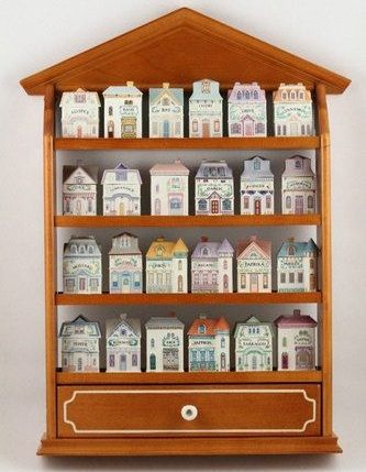 Spice Rack Vintage, Lenox Spice Village, Spice Village, Lenox Village, Thrift Store Makeover, Wooden Spice Rack, Kitchen Spice Racks, Spice Shaker, Aesthetic Kitchen