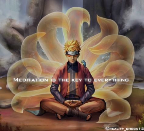 The only way to free yourself from everything is by meditating, keep meditating 😌. Naruto Meditation, Anime Meditation, Logic Quotes, Anime Inspiration, Gym Art, Free Yourself, Goku And Vegeta, Positive Quotes For Life Motivation, Portfolio Web Design