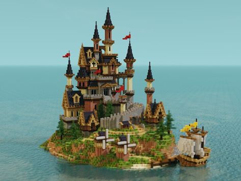 Island Minecraft, Minecraft Castle Designs, Minecraft City Buildings, Minecraft Houses Survival, Castle Building, Minecraft Structures, Minecraft Cottage, Diy Minecraft, Minecraft Castle